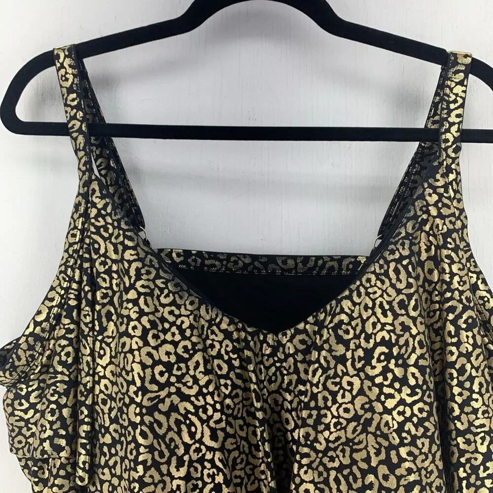 Swimsuits‎ For All Womens 30 Swim Top Tankini Layered Tiered Gold Regency Glam